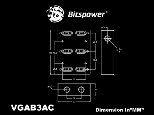 토리시스템즈,Bitspower VGA SLI/Crossfire Bridge For 3 Slots Application - Acrylic